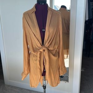 NWT Free People Gold Blouse